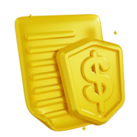 3D Illustration golden financial security documents png