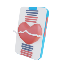 3d illustration of mobile heart health check png