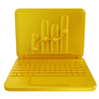 3d illustration golden laptop graphic png