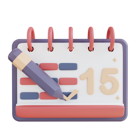 a ilustração 3d cria programações e calendários png