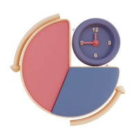 3d ilustración gestión del tiempo y gráfico circular