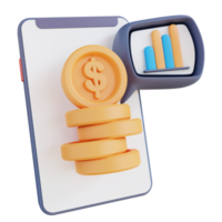 3d illustration mobile financial analysis png