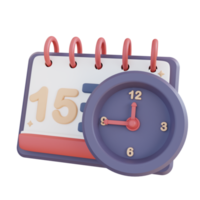 Horario de calendario y tiempo de ilustración 3d png
