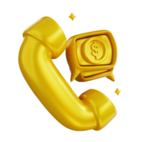 3D Illustration golden finance phone png