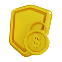 ilustração 3D dourada de segurança financeira png