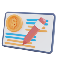 3d illustration of financial report writing png