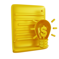 documento de ideia financeira dourada de ilustração 3D png
