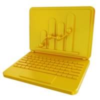 3d illustration golden laptop graphic png