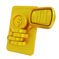 3d illustrazione d'oro mobile finanziario analisi png