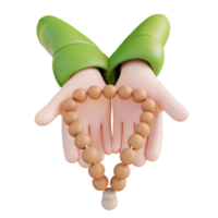 3D Illustration hands and prayer beads png