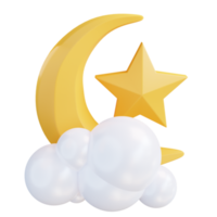 ilustração 3D lua estrelas e nuvens png