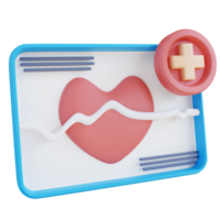 ilustração 3D mostrando dados de saúde do coração png