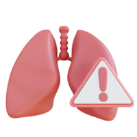 notificação de pulmão doente de ilustração 3D png