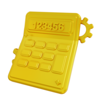3D Illustration golden financial calculator settings png
