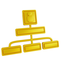 3d illustration golden of hierarchy chart png