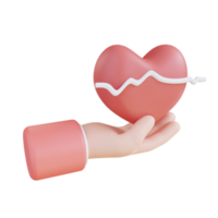 mão de ilustração 3D mostrando a saúde do coração png
