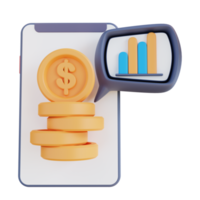 analyse financière mobile illustration 3d png