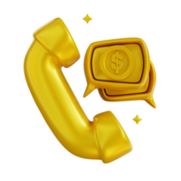 3D Illustration golden finance phone png