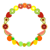 Fruits frame with love and circle shape for your decoration png