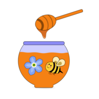 tarro de miel con abeja y flor png