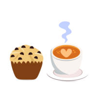 uma xícara de café e bolo de muffin para ilustração de café da manhã png