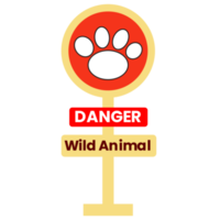 señal de carretera a la información sobre la zona de peligro con ataque de animales salvajes png