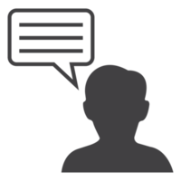 silueta de una persona con un icono de cuadro de mensaje de burbuja png