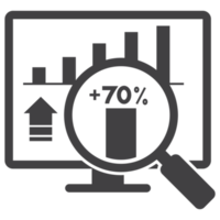 skärm visa och data Diagram , förstorande glas, fast ikon png