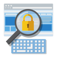 magnifying glass zoom padlock and key with web browser background png