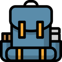 Backpack icon, rucksack knapsack heavy loads, Lineal Color style png