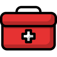 trousse de premiers soins, petite boîte d'urgence, icône de couleur linéaire png