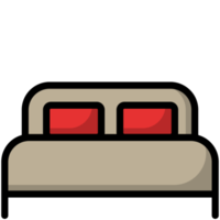 hotel double bed with red pillow icon png