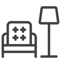 sofá y luz de suelo, icono de muebles png