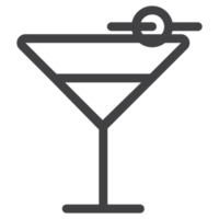 martini glass with a cocktail, thin line icon png