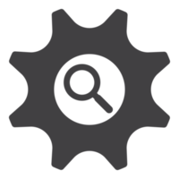 gear icon with magnifying glass icon png
