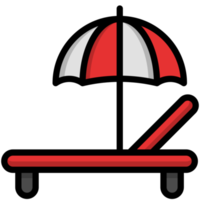 pool lounge bed with red umbrella icon png