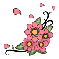 bordure de coin de fleur de dessin animé png