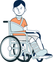 Young man with disabilities, sick man in different character png