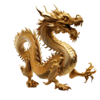 kinesisk drake tillverkad av guld representerar välstånd och Bra förmögenhet. kinesisk ny år png