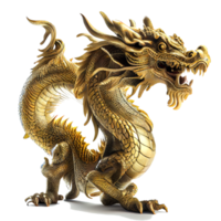 dragón chino hecho de oro representa prosperidad y buena fortuna. concepto de año nuevo chino con trazado de recorte