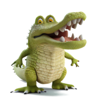 Kind happy crocodile cartoon character on transparent background. for decorating projects png