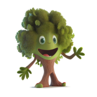 Happy kind tree cartoon character on transparent background. for decorating projects png