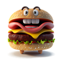 Happy kind hamburger cartoon character on transparent background. for decorating projects png