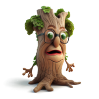 personaje de dibujos animados de árbol amable feliz sobre fondo transparente. para proyectos de decoración png