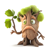 Happy kind tree cartoon character on transparent background. for decorating projects png