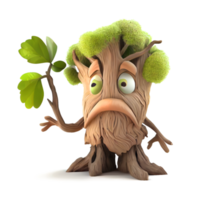 Happy kind tree cartoon character on transparent background. for decorating projects png