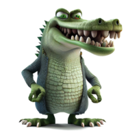 Kind happy crocodile cartoon character on transparent background. for decorating projects png