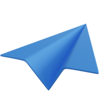 3d rendering blue paper plane isolated png