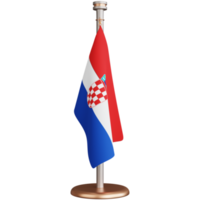 3d tolkning av kroatien flaggstång isolerat png