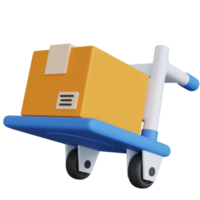 3d rendering trolley with one box delivery isolated png